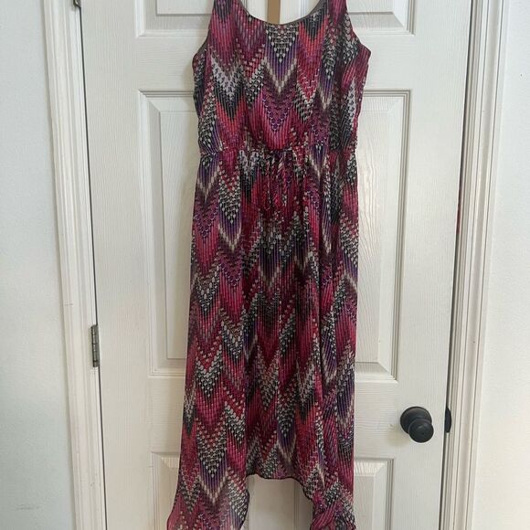 Bobeau Pink and Black Chevron Maxi Dress Made in USA - Picture 1 of 6